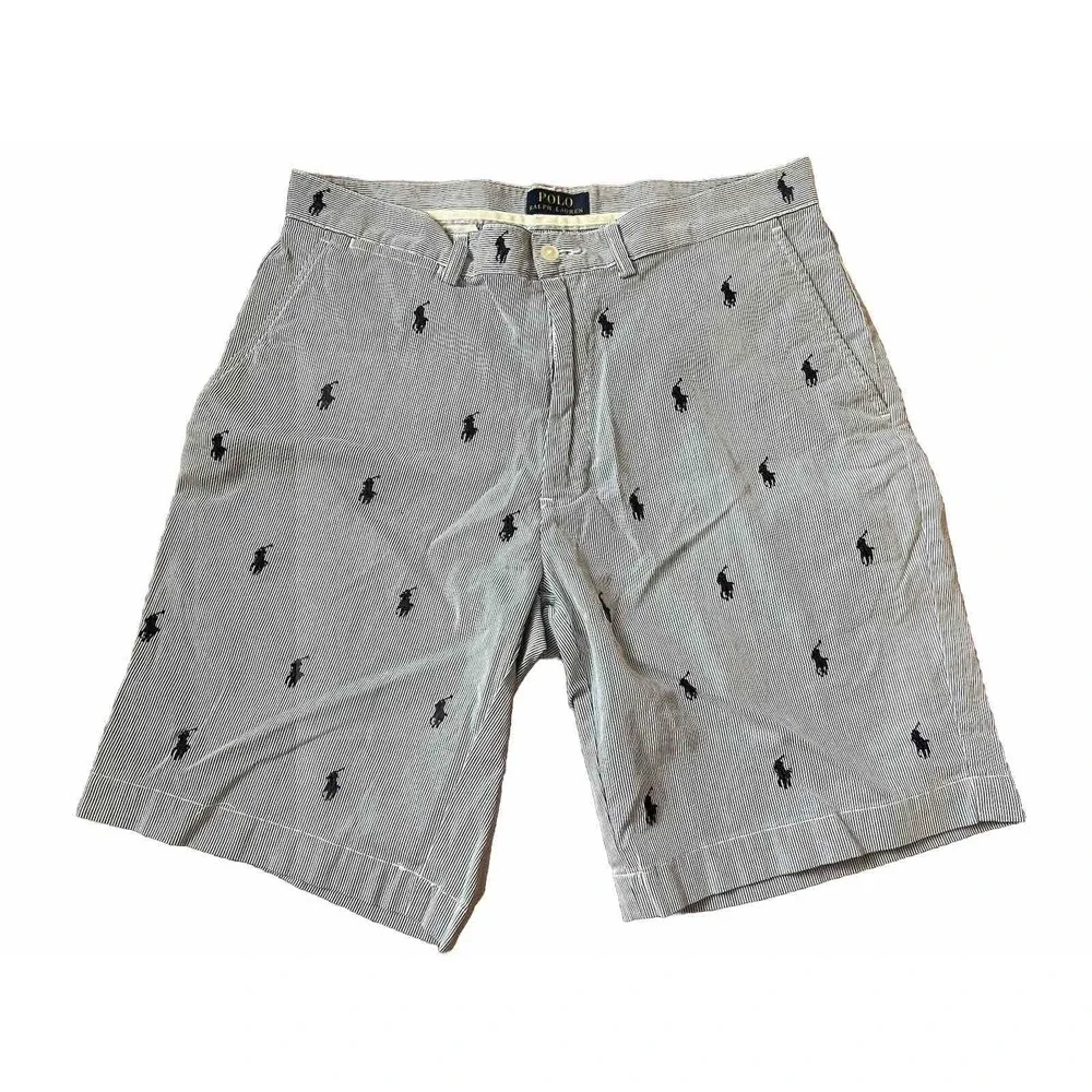 Polo Ralph Lauren Men's Navy White Stripe Pony All Over Shorts Preppy Classic 32